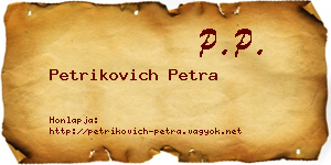 Petrikovich Petra névjegykártya